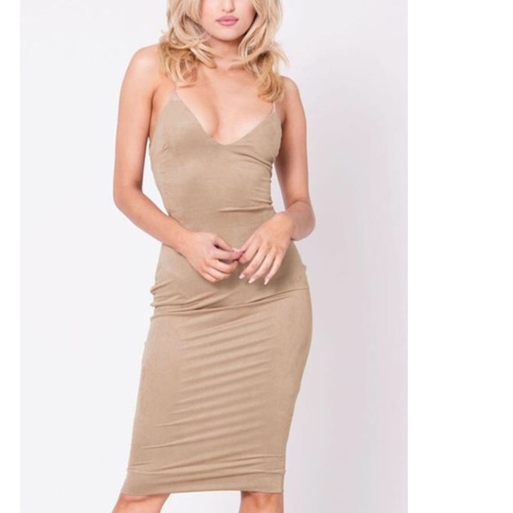 candlesfashionhouse Dresses & Skirts - Mocha Suede Crisscross Back Dress